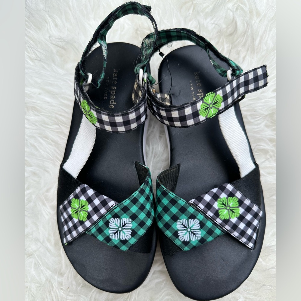 Kate Spade Black and Green Plaid Sandals